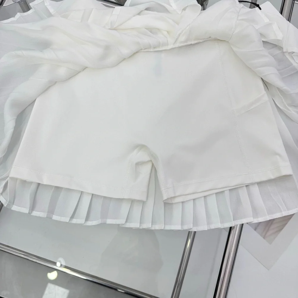 ALO Yoga Women's Asymmetrical Pleated Skirt in White